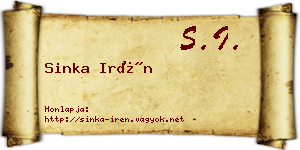 Sinka Irén névjegykártya